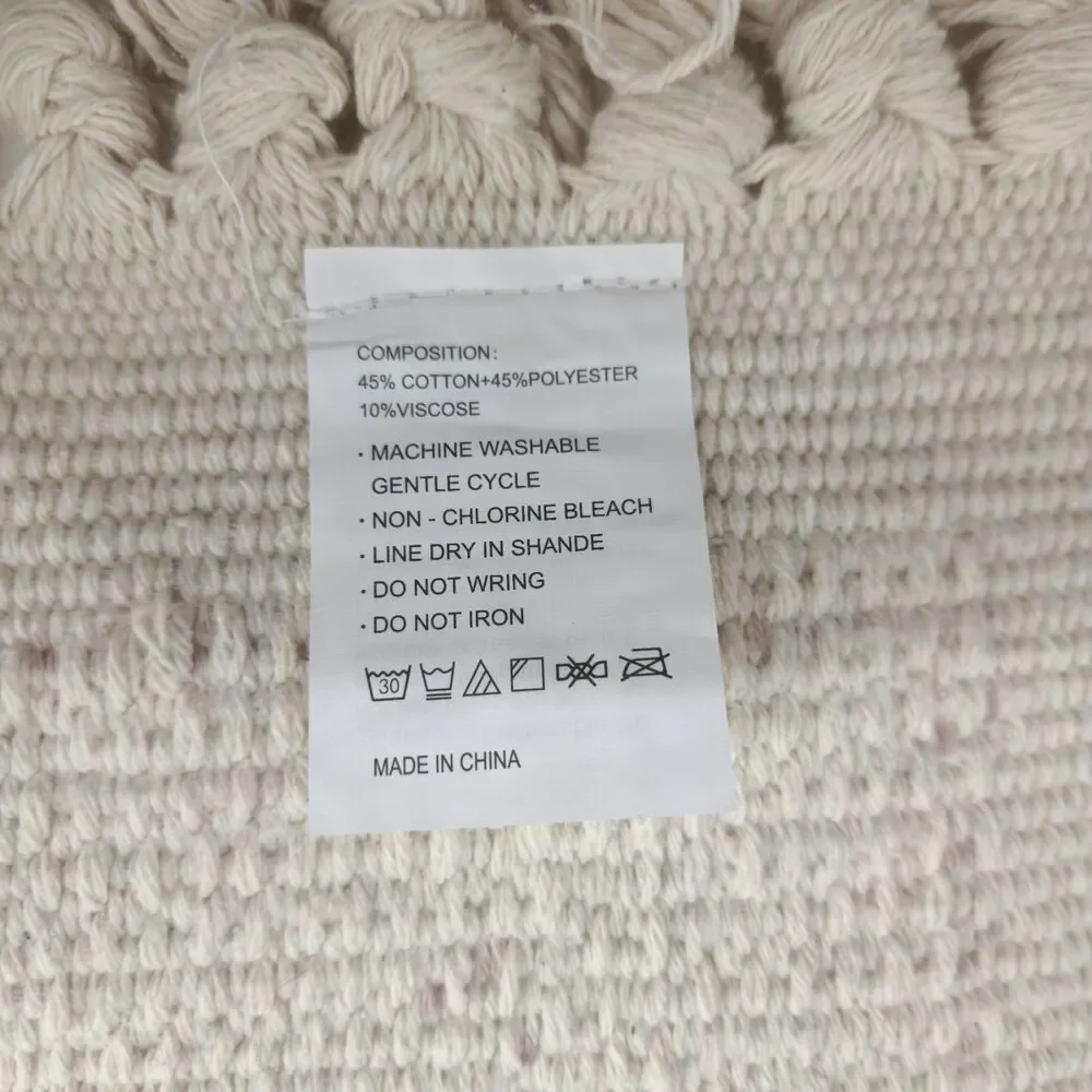 NWOT Boho Tassel Rug Large Cream 95 In x 32 In‎ Area Rug Bathroom Bedroom Entry